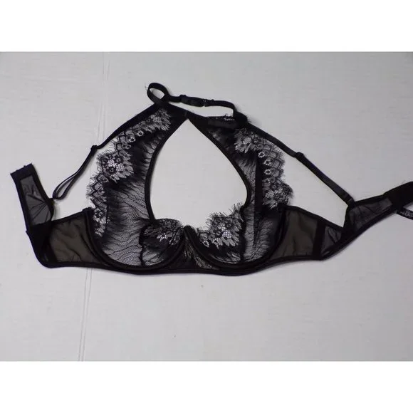 Oh La La Cheri Liliana Lace Cutout Bra Black Med - Picture 8 of 12
